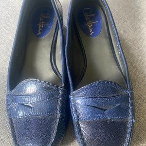 Cole Haan + Nike Air women's blue leather loafers, size 7.5